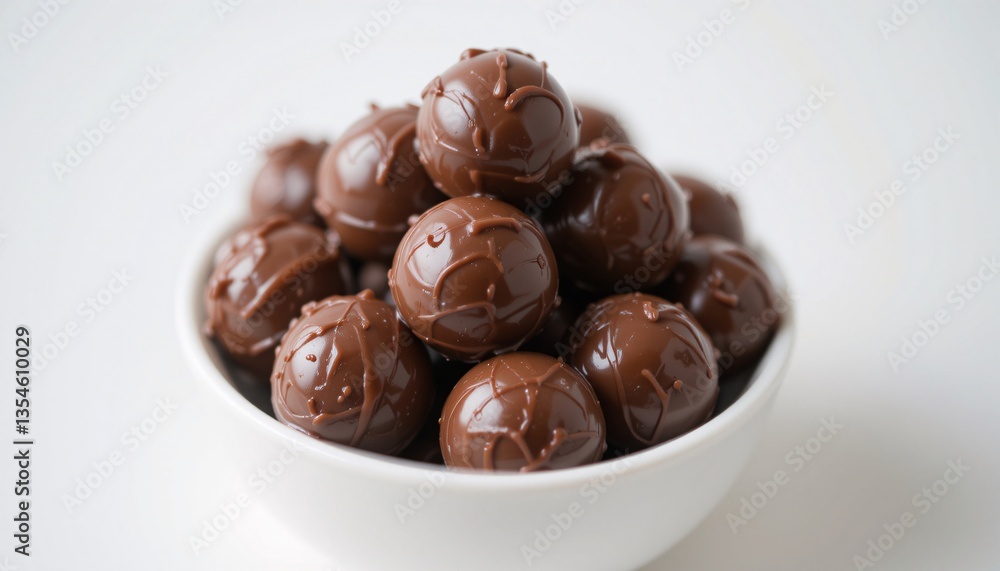 Chocolate Truffles in Bowl, Delicious chocolate truffles in a white bowl. Chocolate Truffles in Bowl, Delicious chocolate truffles in a white bowl.