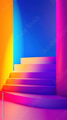 Vibrant Colorful Stairs Abstract Background