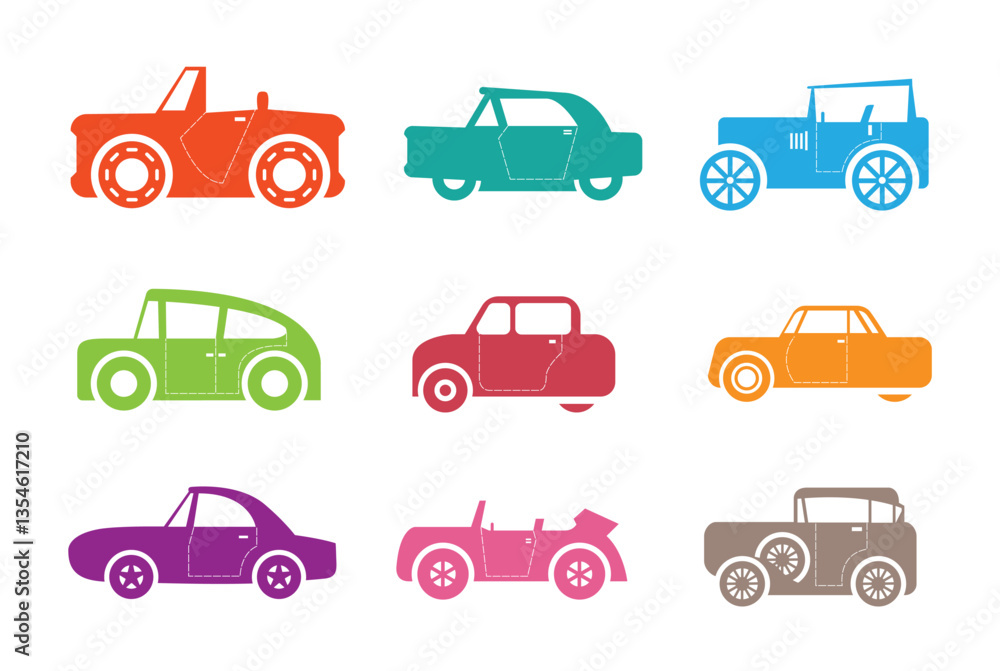 Set of colored vehicles design Set of colored vehicles design