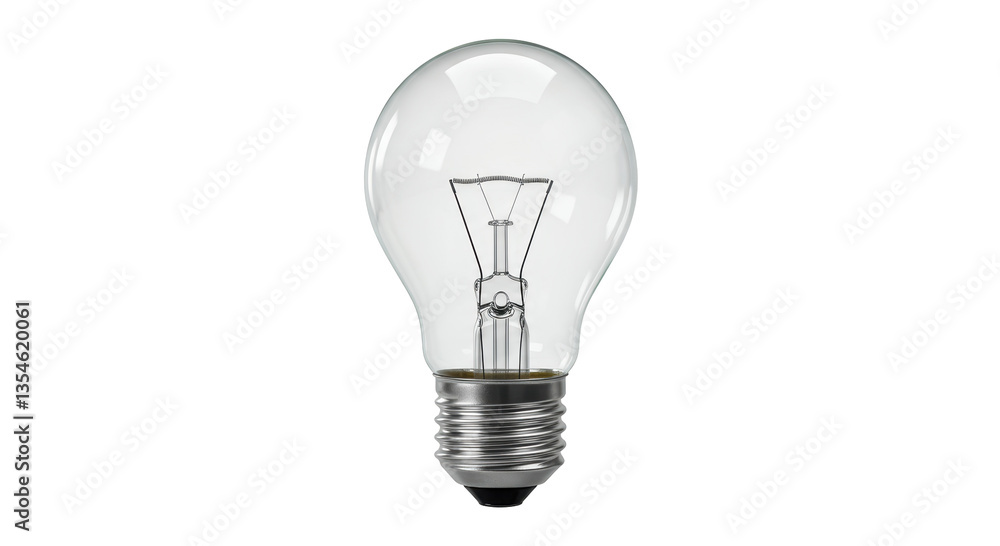 Isolated Clear Glass Light Bulb with Filament Isolated Clear Glass Light Bulb with Filament