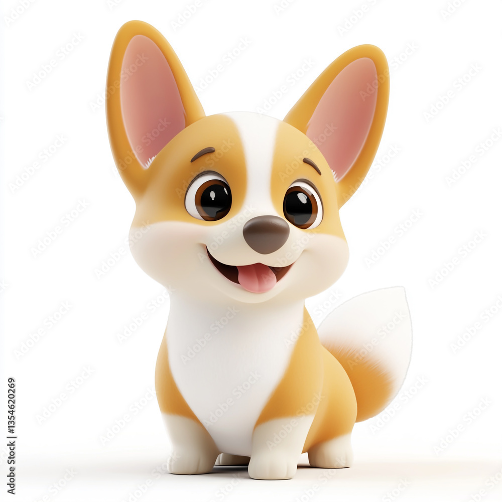 Fototapeta premium a cute corgi character isolated on a white background.