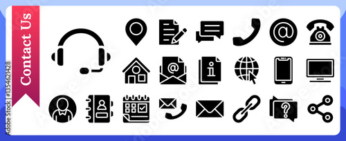 Contact Us, Customer Service, and Support Icon Glyph Vector Design Graphic Resource