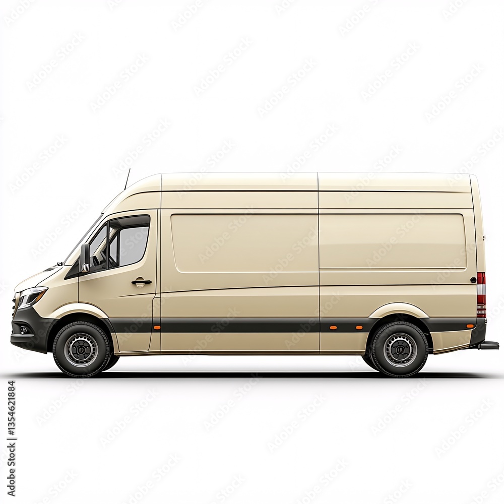 Beige Cargo Van with High Roof and Large Side Space for Transport and Delivery Needs Beige Cargo Van with High Roof and Large Side Space for Transport and Delivery Needs
