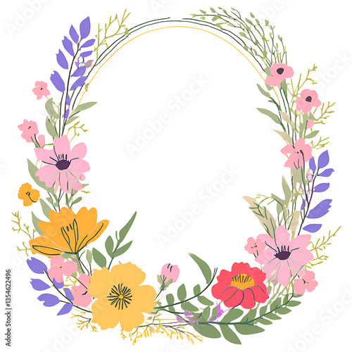 frame with flowers and butterflies