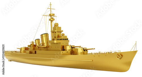 Isolated Golden Warship