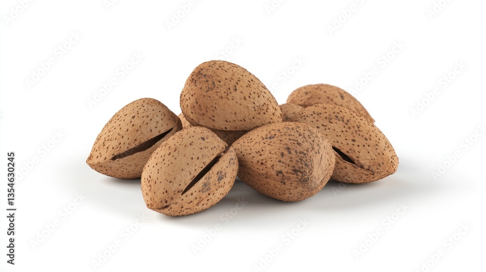 Pile of almonds on white background Pile of almonds on white background
