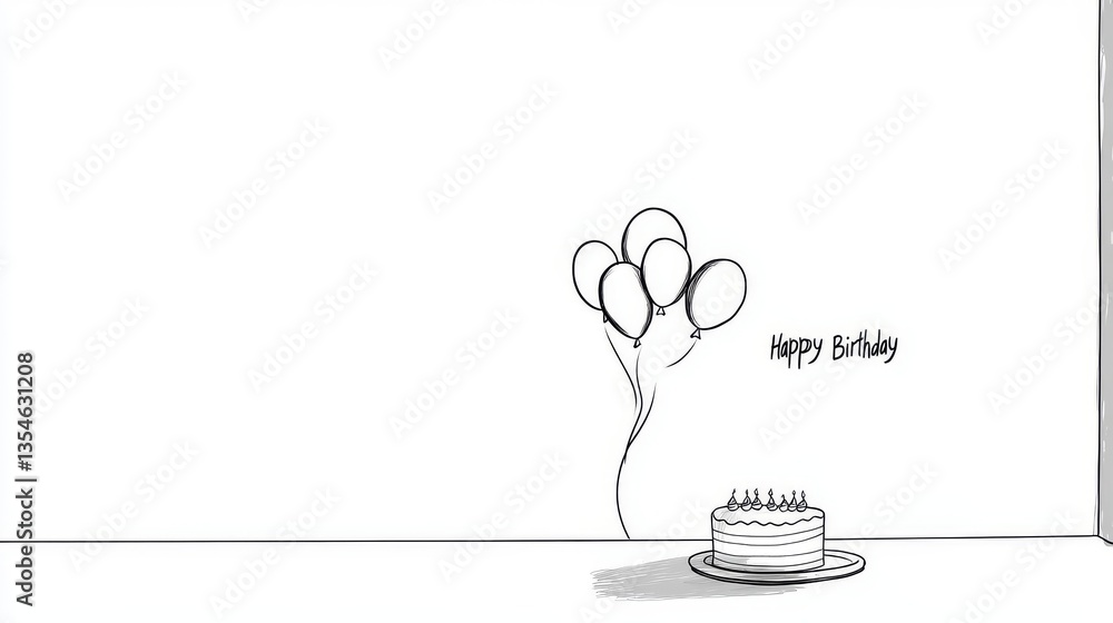A minimalist single-line drawing of balloons A minimalist single-line drawing of balloons