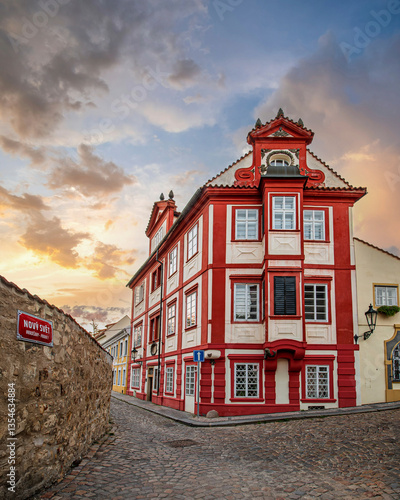 Tableau sur toile The Novy Svet Street view in Prague City