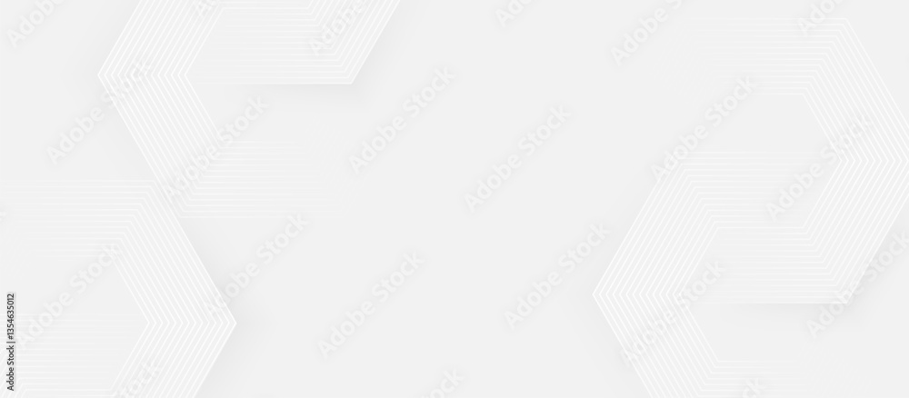 Obraz premium Minimal White Abstract Background with Subtle Hexagonal Line Pattern