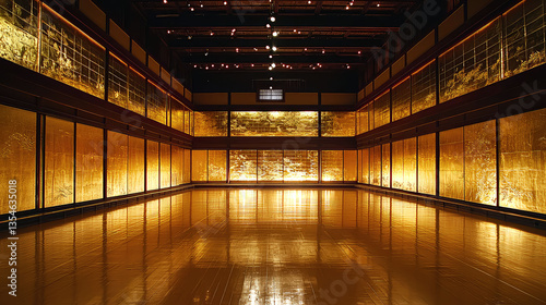 Golden Japanese Temple Interior: A Luxurious and Peaceful Space