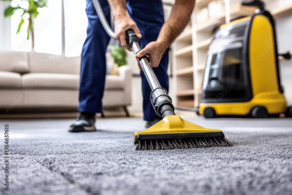 Cleaning action by professional in modern living room carpet care indoor environment focused viewpoint for home maintenance Cleaning action by professional in modern living room carpet care indoor environment focused viewpoint for home maintenance