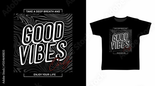Good vibes only typography line art hand drawn, vector ready for print on t shirt and other uses.