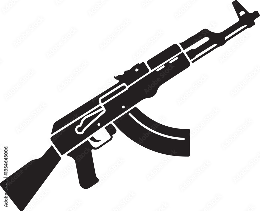 Ak-47 black vector illustration silhouette