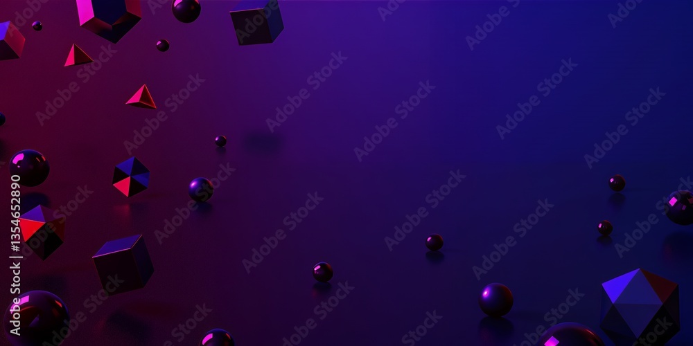 Fototapeta premium Abstract 3D Geometric Shapes Purple Neon Background Design