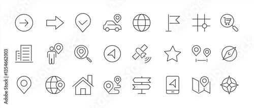 set of location icon set. contain navigation, map, address, direction, place, map pointer icon collections. vector illustration