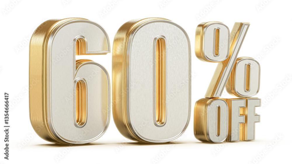 60 Percent Off Sale Golden Number Promotion