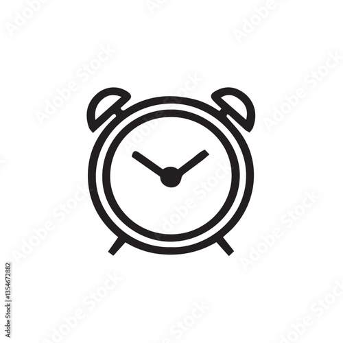 alarm clock isolated on white with editable strokes