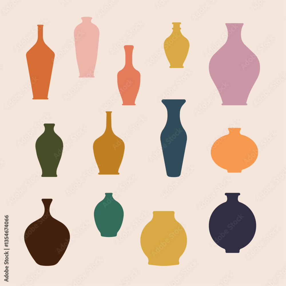 Abstract collection with different vases, modern design, contemporary, minimalist Abstract collection with different vases, modern design, contemporary, minimalist