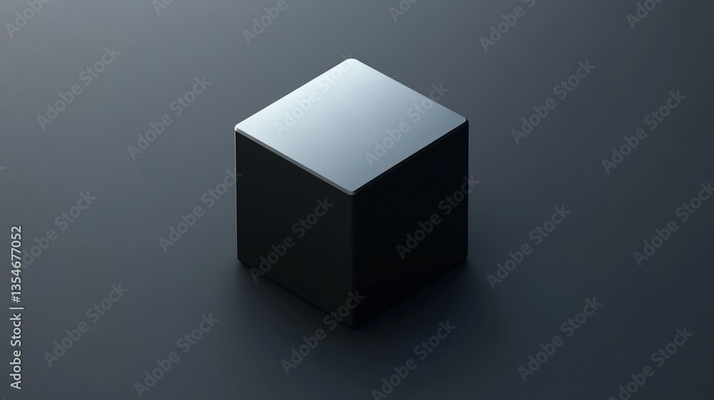 3D Black Cube on Dark Background 3D Black Cube on Dark Background