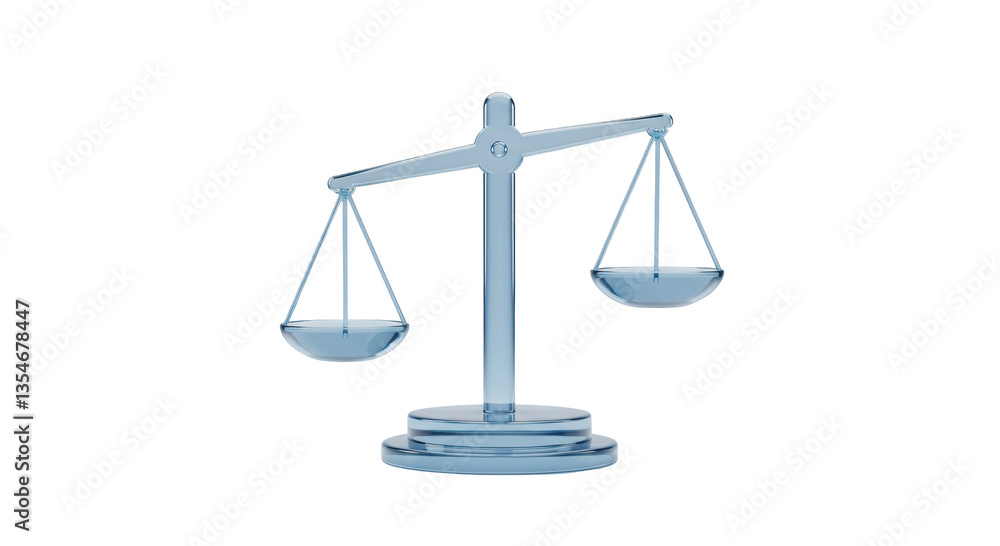 Isolated Silver Scale of Justice 3D Render