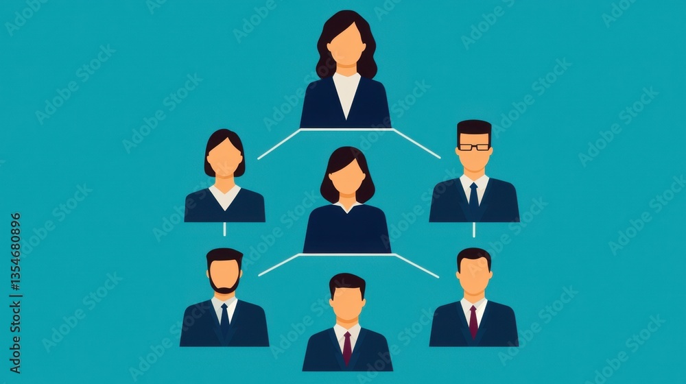 Flat Organizational Chart Illustrating Company Hierarchy and Roles