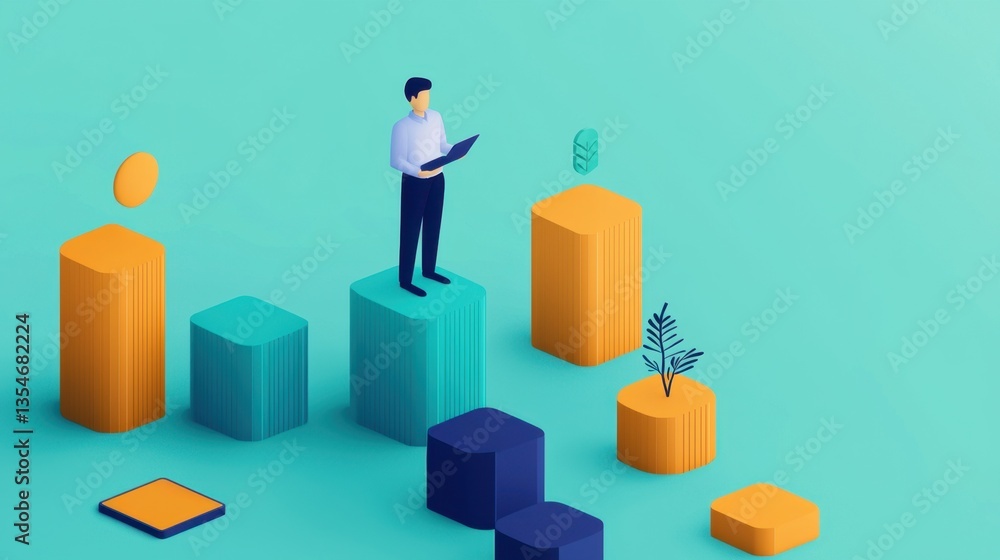 Isometric Illustration of ESG Strategies and Data Representation Isometric Illustration of ESG Strategies and Data Representation