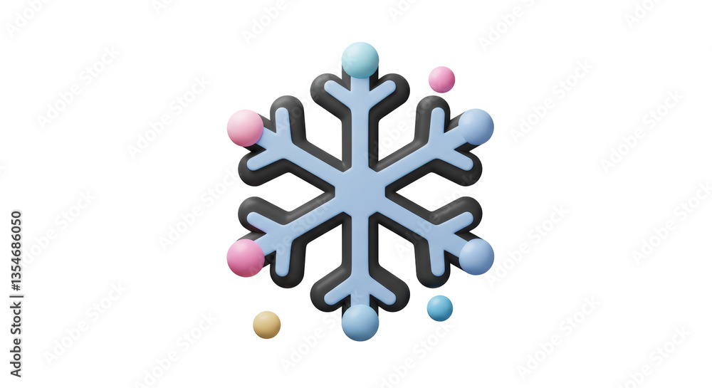 Obraz premium Isolated Snowflake with Colorful Spheres