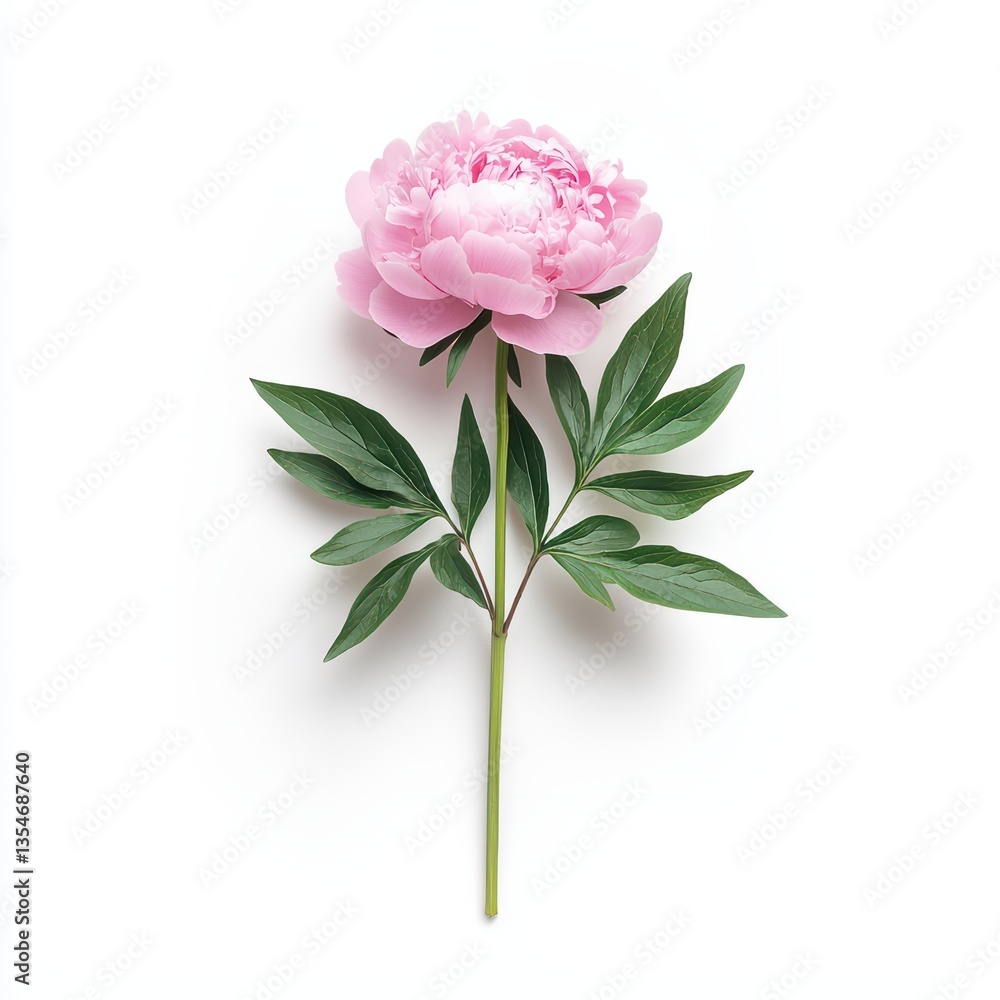 Obraz premium Pink peony flower on white background display