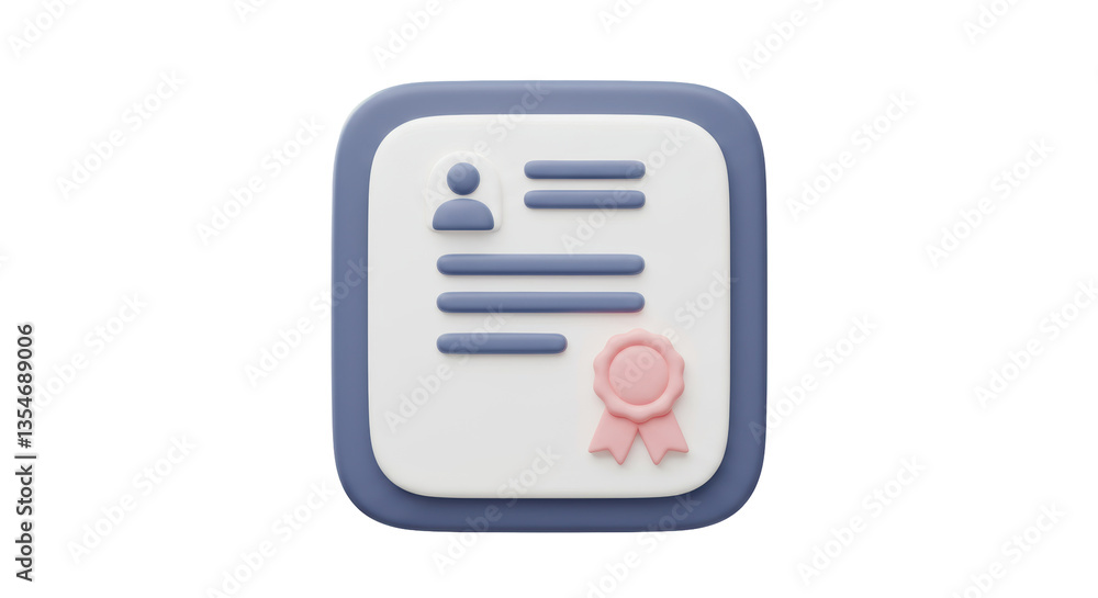 Isolated 3D Rendered Certificate with Seal Isolated 3D Rendered Certificate with Seal