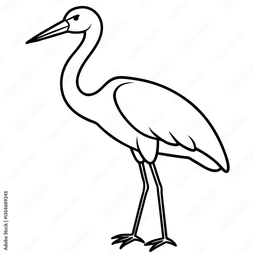 Fototapeta premium Hand-Drawn Stork Outline Art