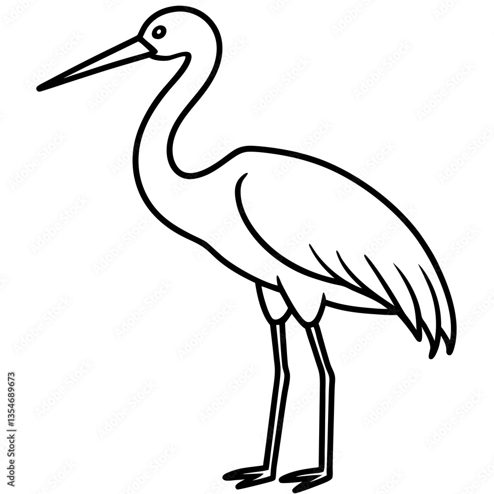 Fototapeta premium Hand-Drawn Stork Outline Art