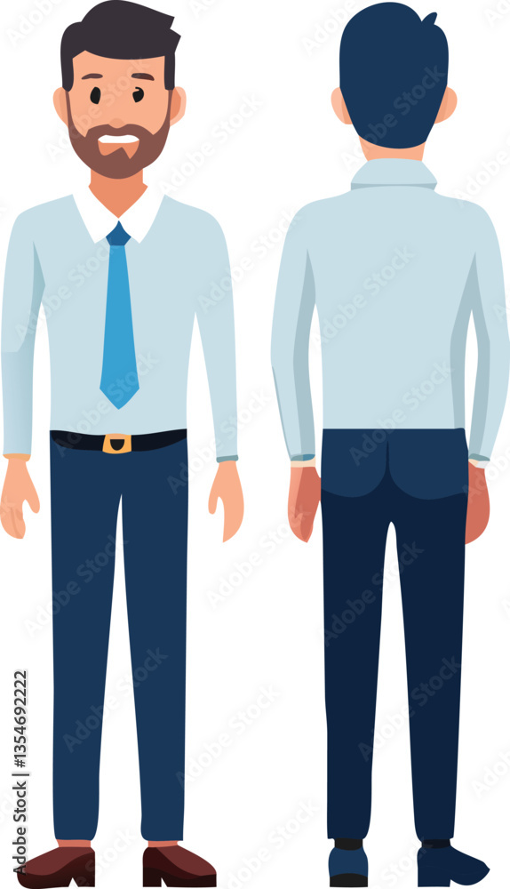 Businessman Front and Back View Illustration Businessman Front and Back View Illustration