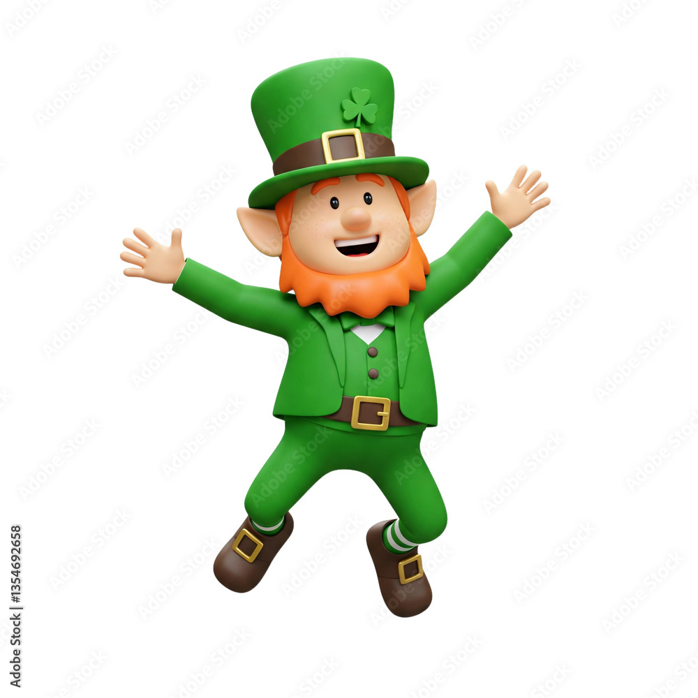 Variety of Cheerful 3D Jumping St. Patrick's Day Leperchaun Characters Isolated Variety of Cheerful 3D Jumping St. Patrick's Day Leperchaun Characters Isolated