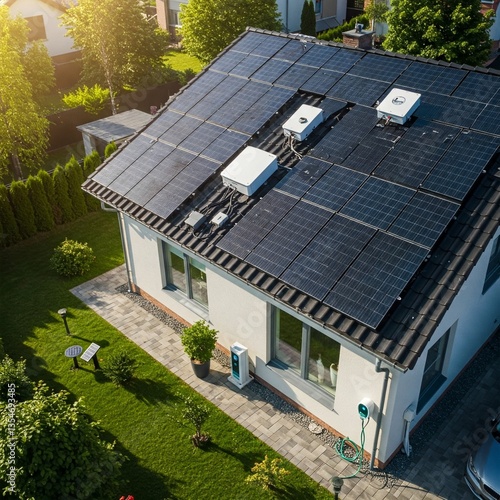 Wallpaper Mural Solar Panels on Rooftop Generating Clean Energy Torontodigital.ca