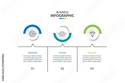 Mission Vision Values infographic template. vector illustration