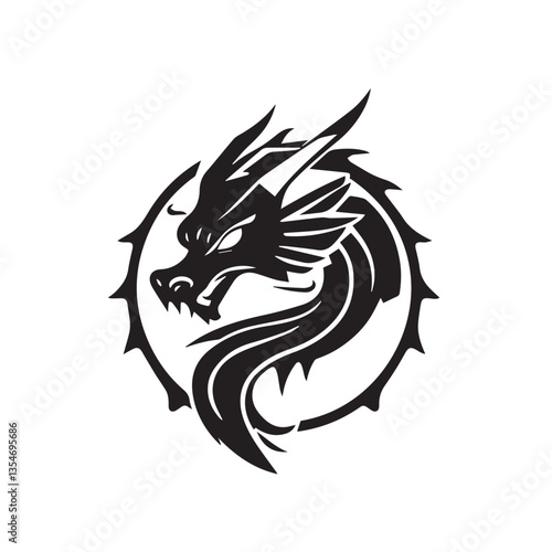 Wallpaper Mural Dragon silhouette. Dragon head silhouette on white background. Dragon head logo. Vector illustration. Torontodigital.ca