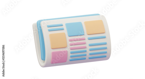 Isolated Newspaper Stack with Colorful Banners