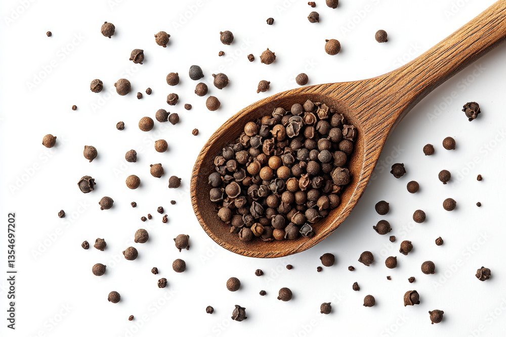 Wooden spoon filled with coffee beans on rustic table. Wooden spoon filled with coffee beans on rustic table.