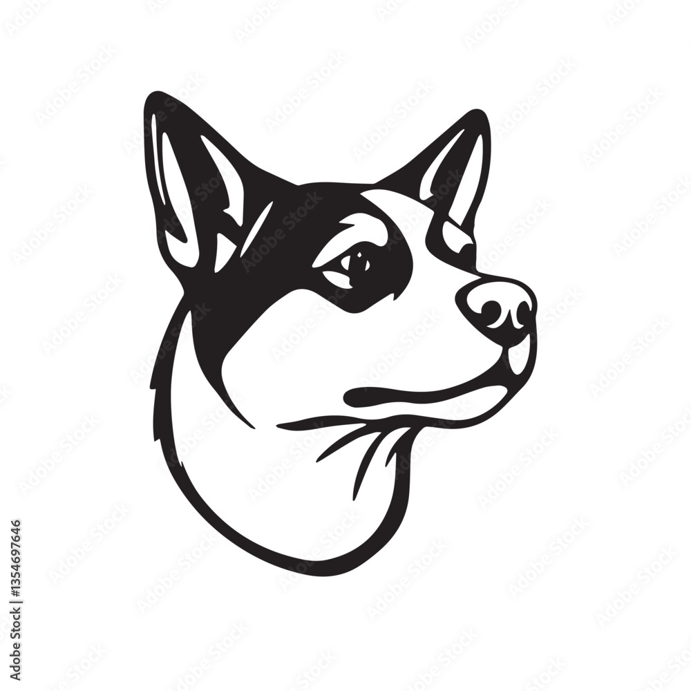 Dog head silhouette on white background. Dog head logo. Head portrait of a dog. Vector illustration Dog head silhouette on white background. Dog head logo. Head portrait of a dog. Vector illustration