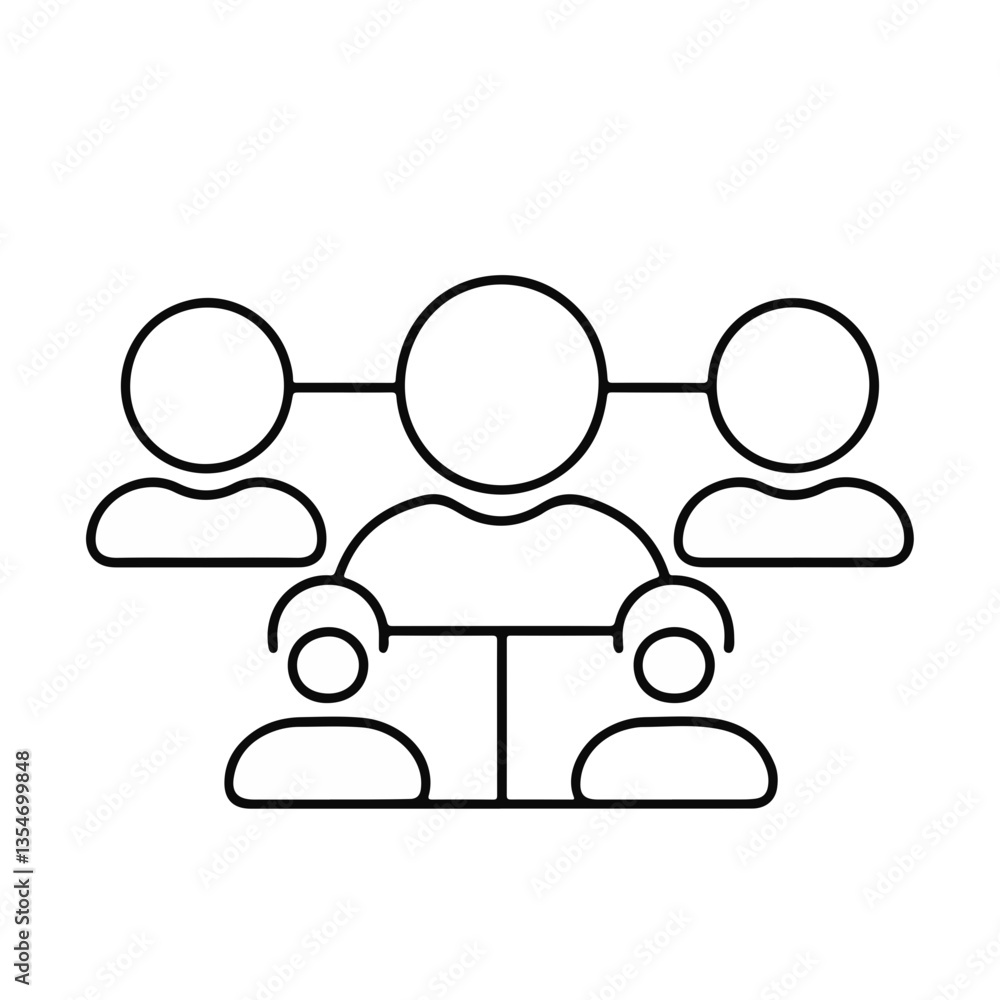 Icon of people connected in a network diagram style Icon of people connected in a network diagram style