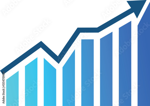 Cost Increase Icon. Up Arrow, Chart Analysis, Business Finance Symbol. Vector Illustration