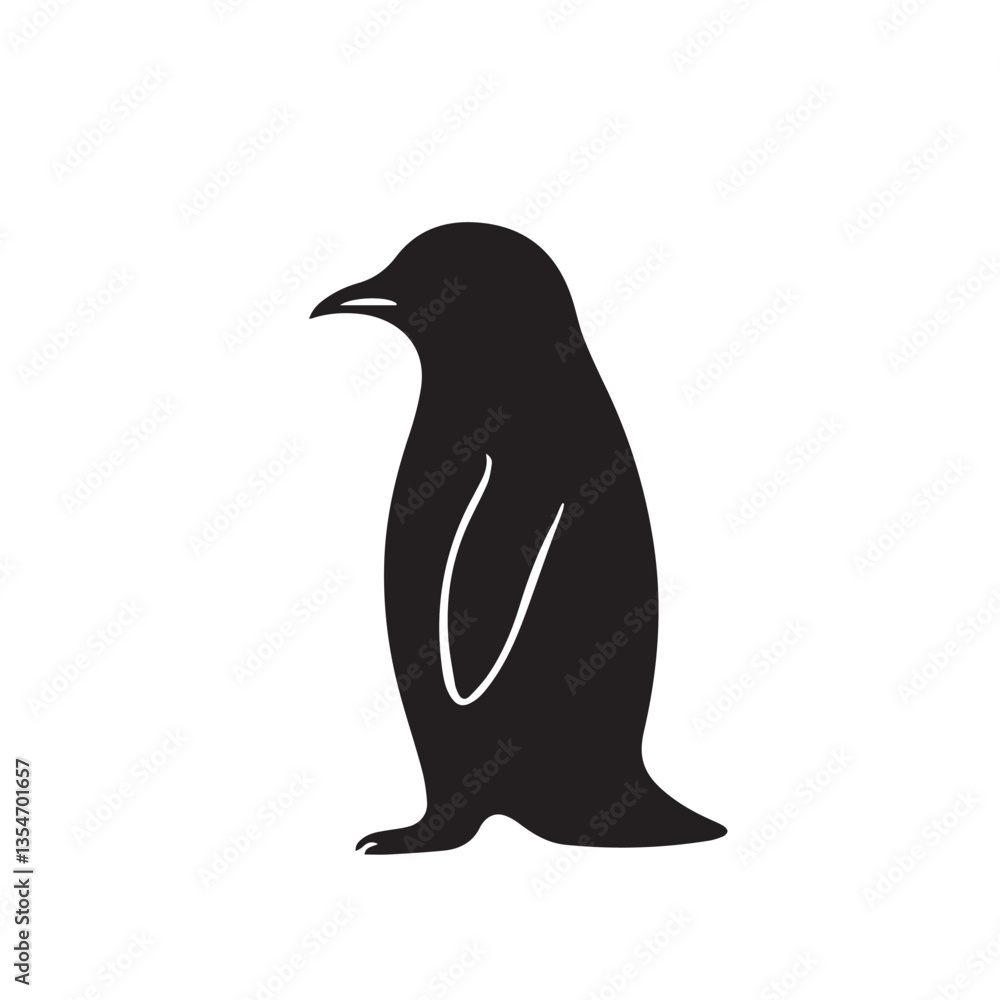 Fototapeta premium Penguin silhouette on white background. Simple penguin silhouette Design vector icon. 