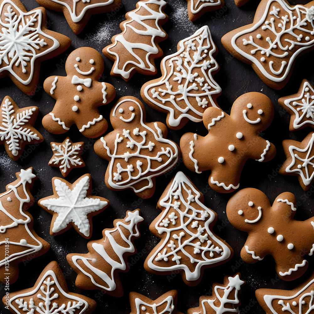 Decorated Holiday Cookies with Powdered Sugar Decorated Holiday Cookies with Powdered Sugar