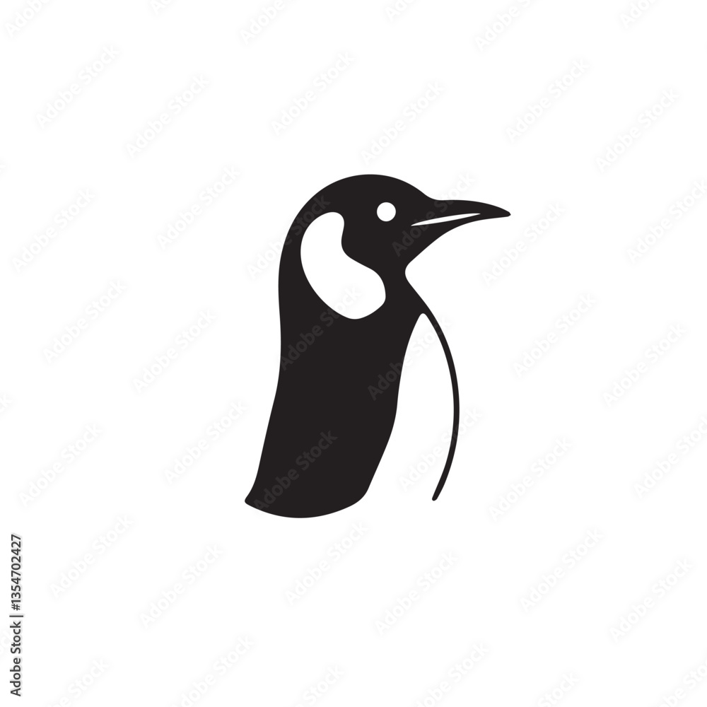 Obraz premium Penguin silhouette on white background. Simple penguin silhouette Design vector icon. 