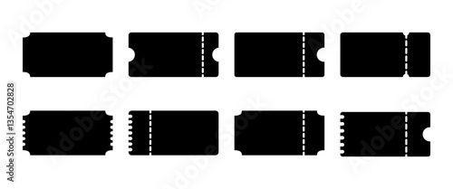 Black Ticket symbol icon, Coupon Vector design, Entertainments graphic elements for decoration, Ticket pictogram for App and Web banner on transparent background (Editable)