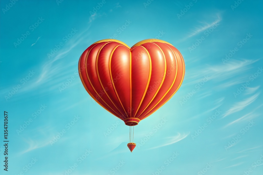 Obraz premium Vintage Heart Balloon Floating in Summer Sky 