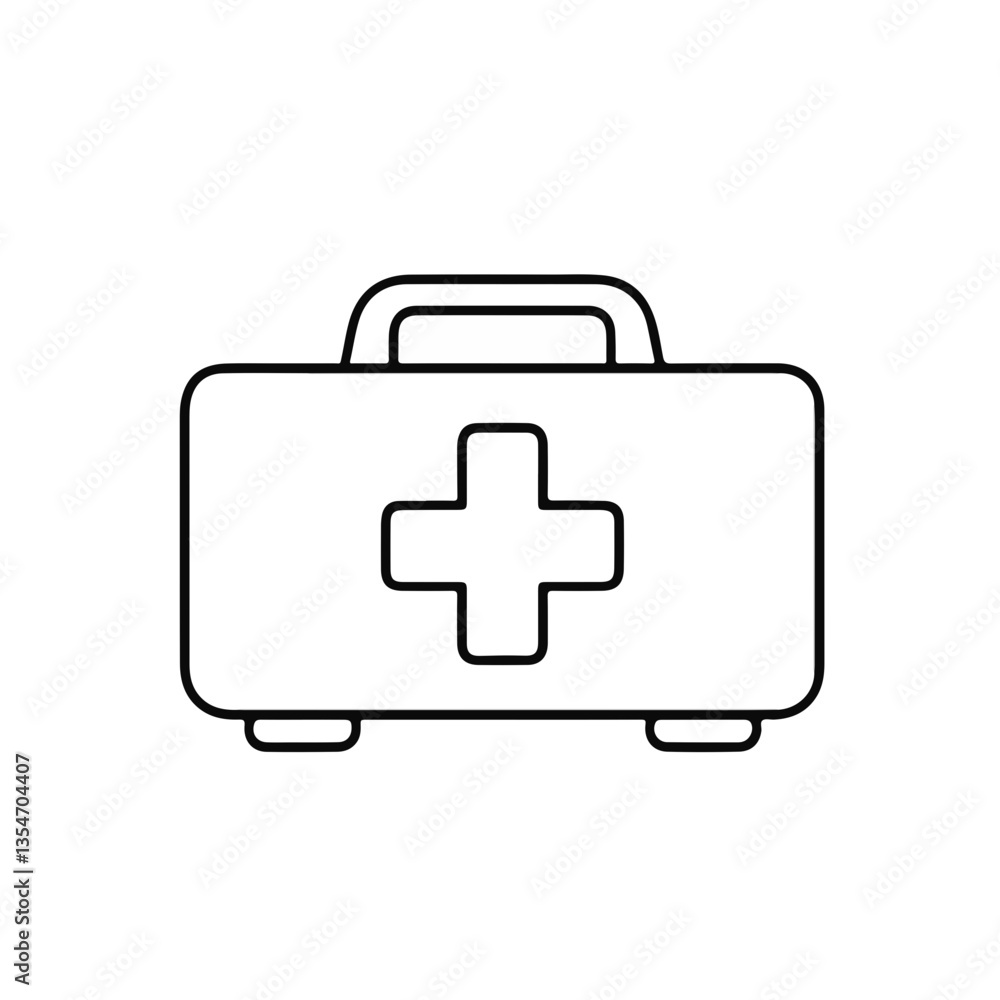 Obraz premium first aid kit icon in simple line style on white background 