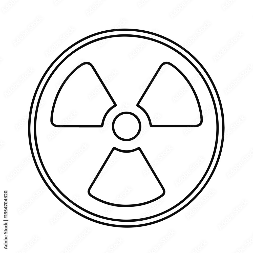 Radiation symbol icon in simple line art style Radiation symbol icon in simple line art style