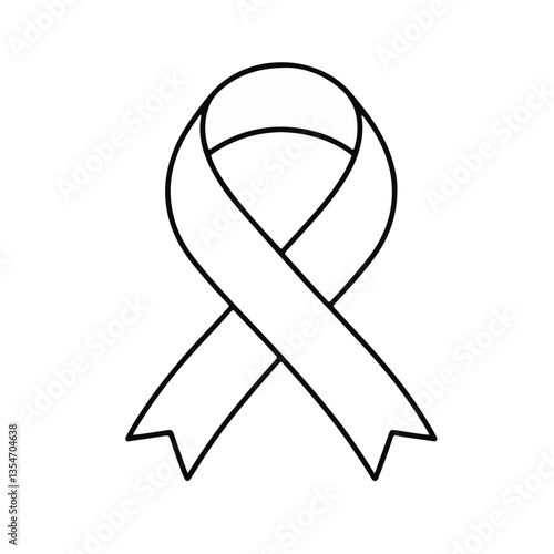 Awareness ribbon icon in minimalistic design on white background  