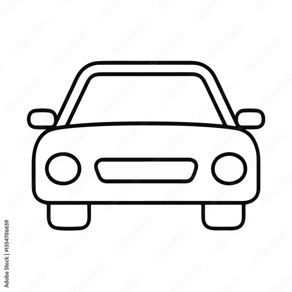 Outline of a car icon on a white background Outline of a car icon on a white background